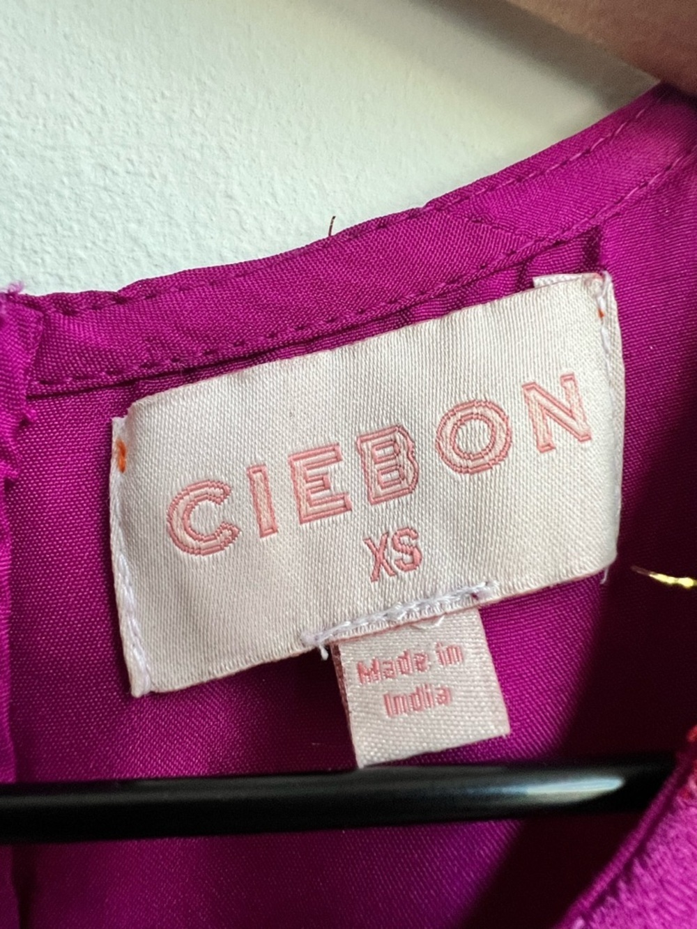 Ciebon Eryn Metallic Print Tie Waist Long Sleeve Maxi Dress XS Chiffon Magenta - Picture 8 of 15